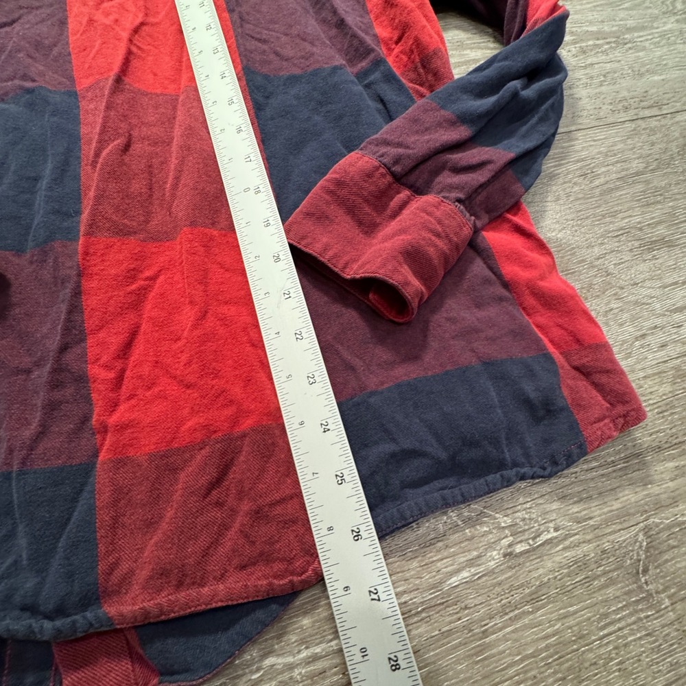 Levis Shirt Women Large Red Blue Cotton Buffalo Plaid Western Pearl Snap Rodeo - Picture 6 of 7